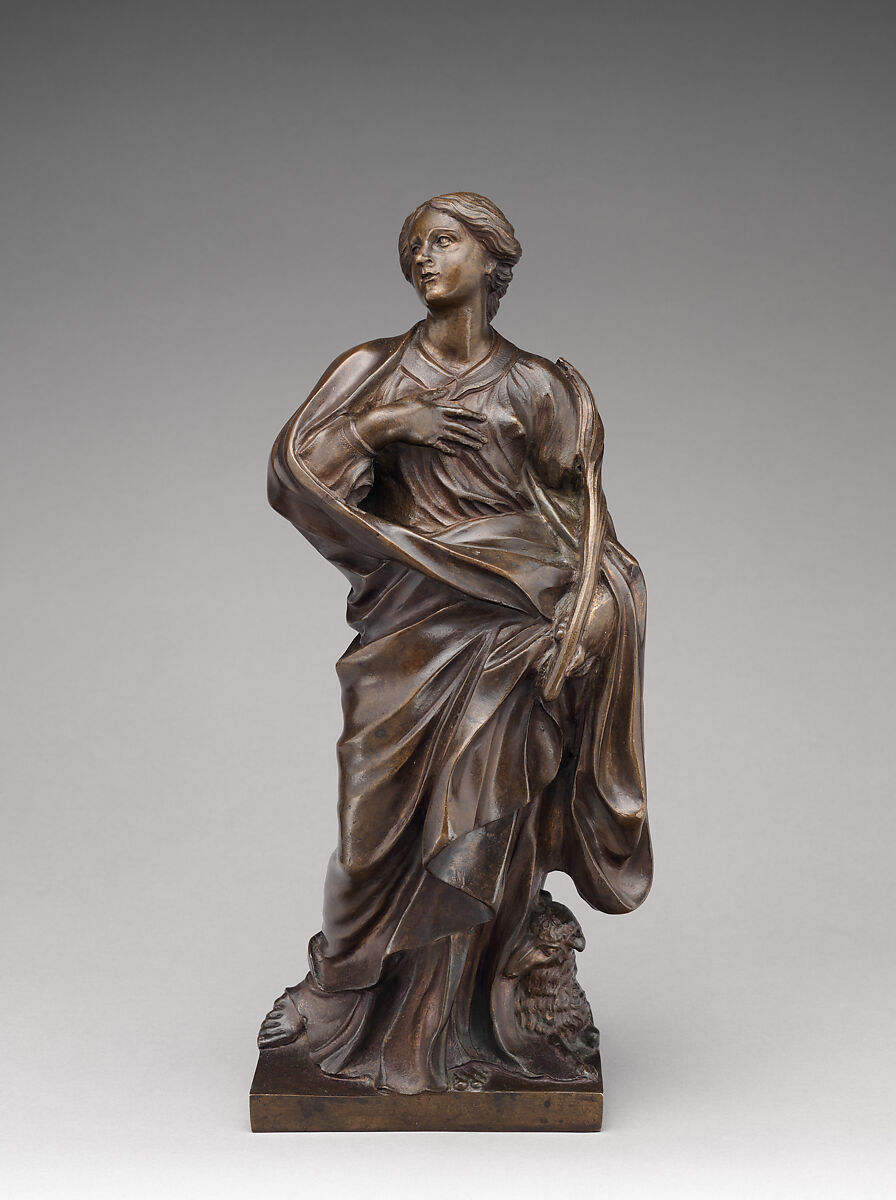 Saint Agnes, After a model by Gian Lorenzo Bernini (Italian, Naples 1598–1680 Rome), Bronze, Italian, Rome 