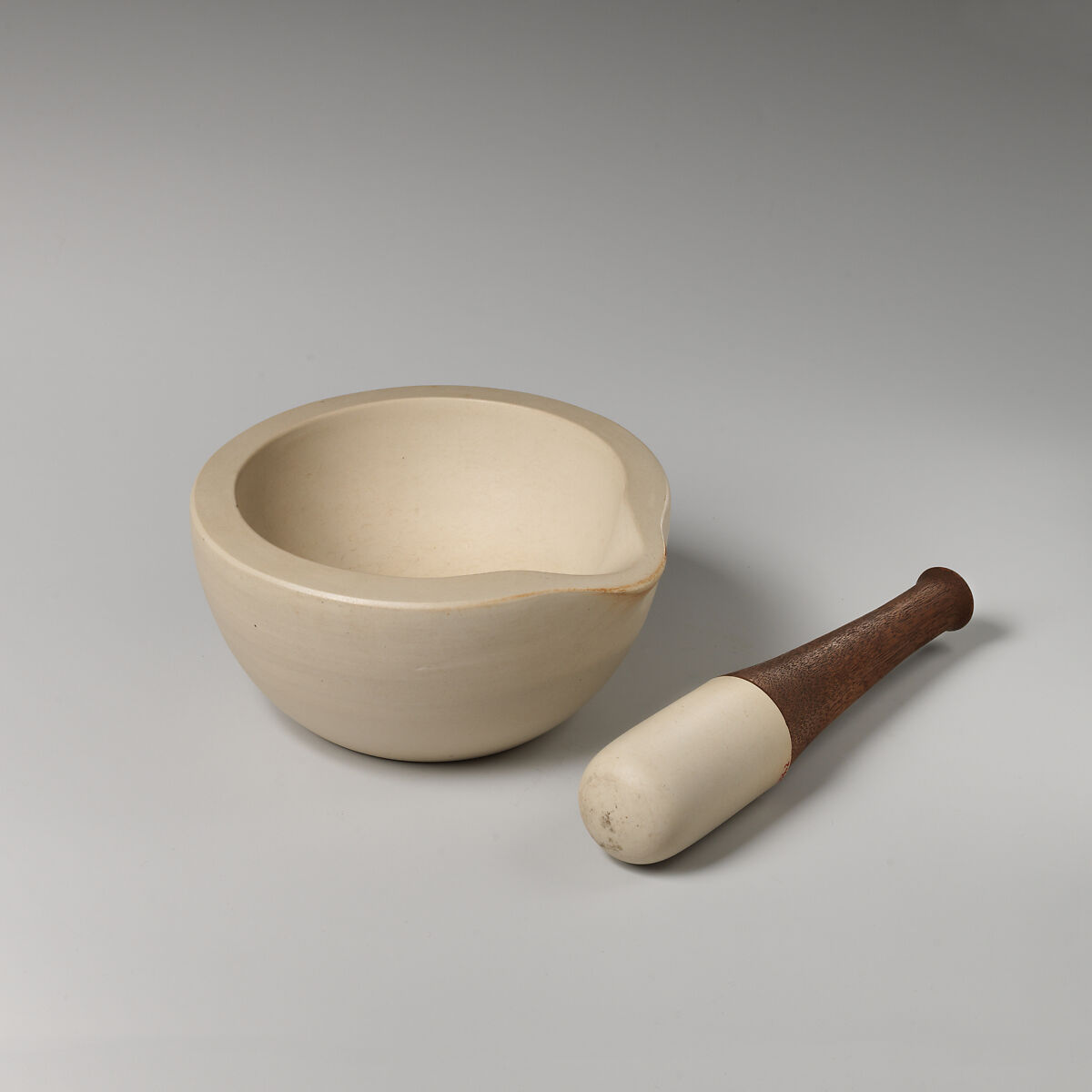 Mortar and pestle, Wedgwood and Bentley (British, Etruria, Staffordshire, 1769–1780), Unglazed fine stoneware, wood, British, Staffordshire 