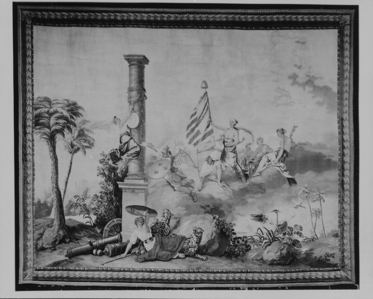 America from a set of The Four Continents, Jean Jacques François Le Barbier (French, Rouen 1738–1826 Paris), Wool, silk (19-21 warps per inch, 8 per cm.), French, Beauvais