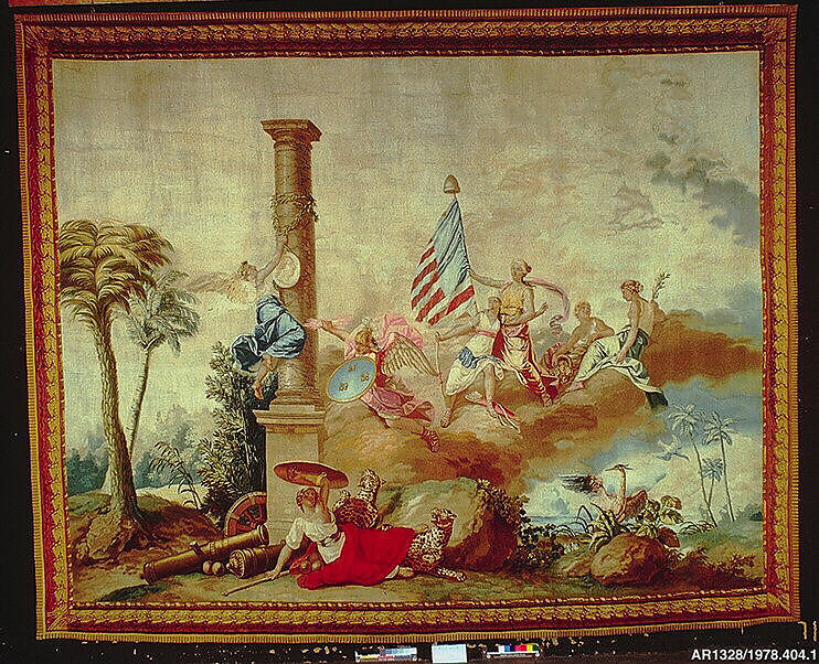 America from a set of The Four Continents, Jean Jacques François Le Barbier (French, Rouen 1738–1826 Paris), Wool, silk (19-21 warps per inch, 8 per cm.), French, Beauvais