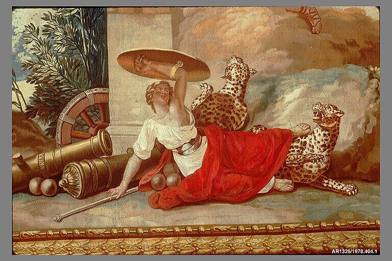 America from a set of The Four Continents, Jean Jacques François Le Barbier (French, Rouen 1738–1826 Paris), Wool, silk (19-21 warps per inch, 8 per cm.), French, Beauvais