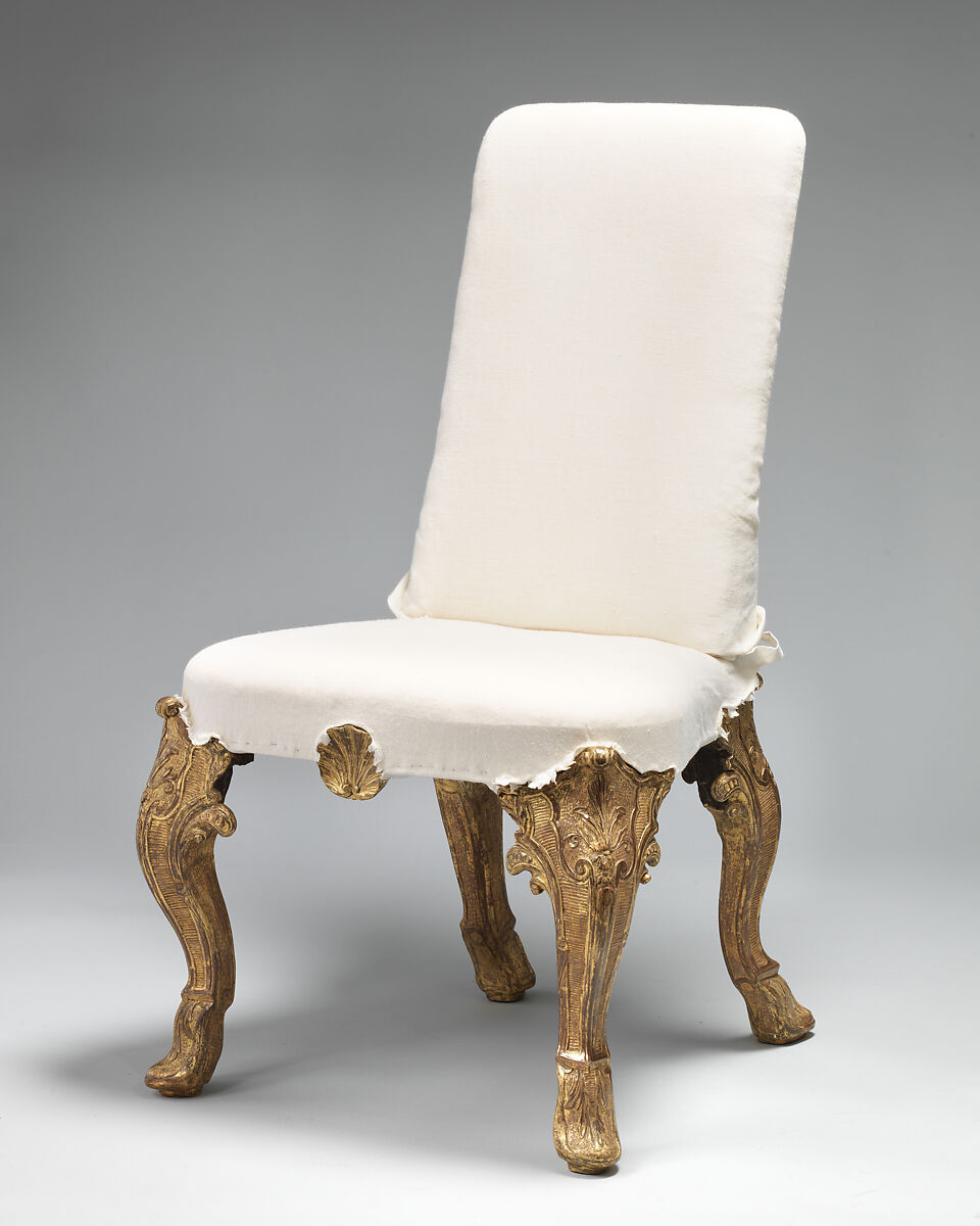 Side chair, Walnut, gilt gesso, British 