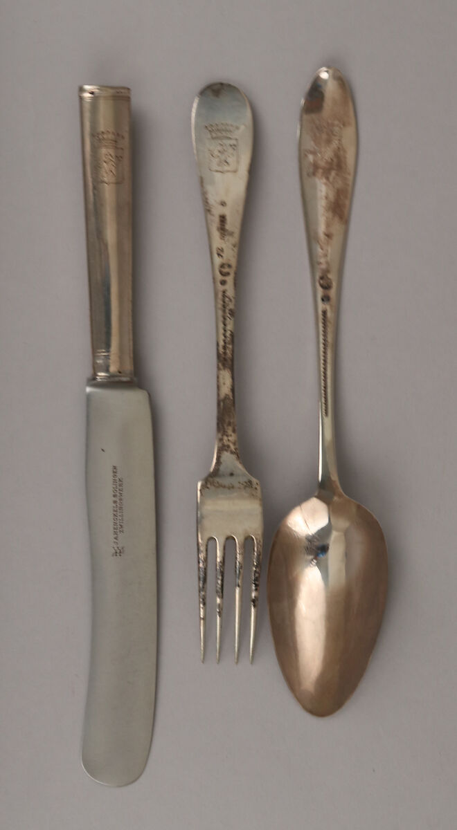 Knife (part of a set), F.E. Gerike (1833–1861), Silver, German, Berlin 