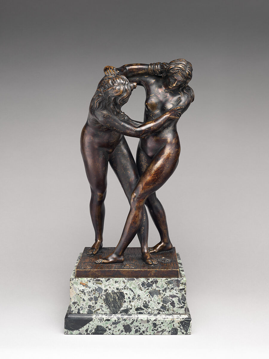 Two women wrestling, Attributed to Ferdinando Tacca (Italian, Florence 1619–1686 Florence), Bronze, on later stone base, Possibly Northern European 