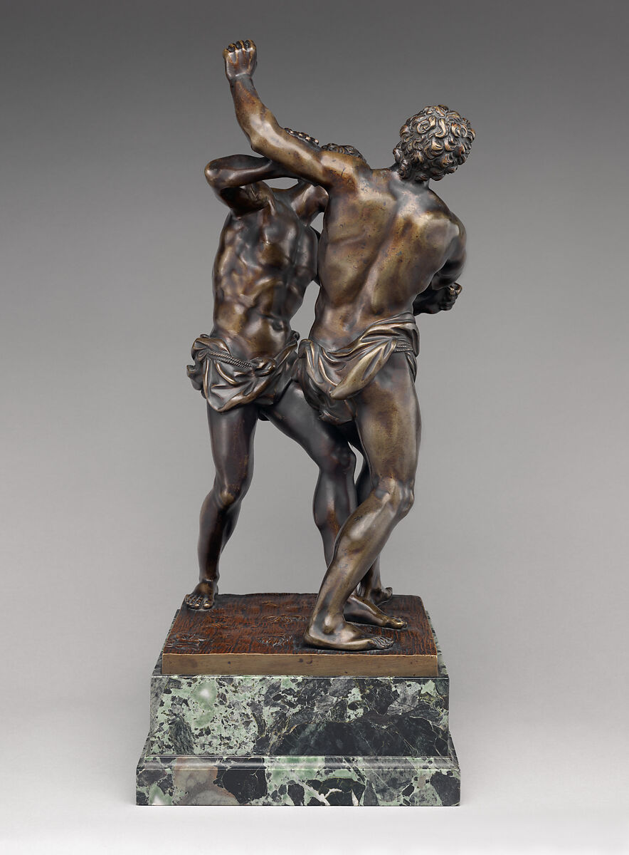 Two men wrestling, Workshop of Ferdinando Tacca (Italian, Florence 1619–1686 Florence), Bronze, on later stone base, possibly Northern European