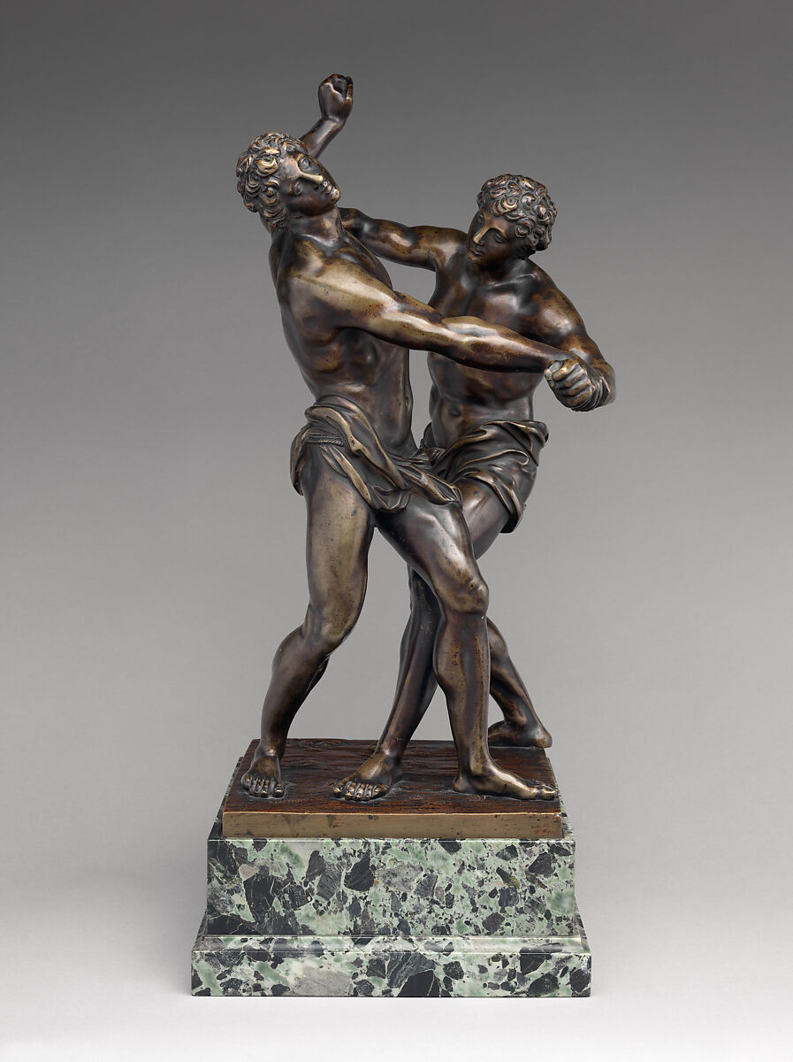 Two men wrestling, Workshop of Ferdinando Tacca (Italian, Florence 1619–1686 Florence), Bronze, on later stone base, possibly Northern European 