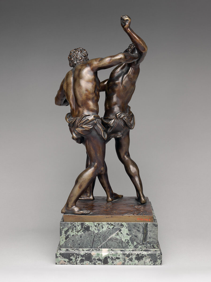 Two men wrestling, Workshop of Ferdinando Tacca (Italian, Florence 1619–1686 Florence), Bronze, on later stone base, possibly Northern European
