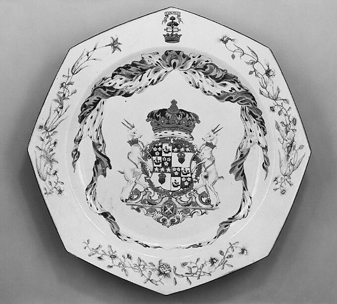 Dish (part of a service), Hard-paste porcelain, Chinese, for Scottish market