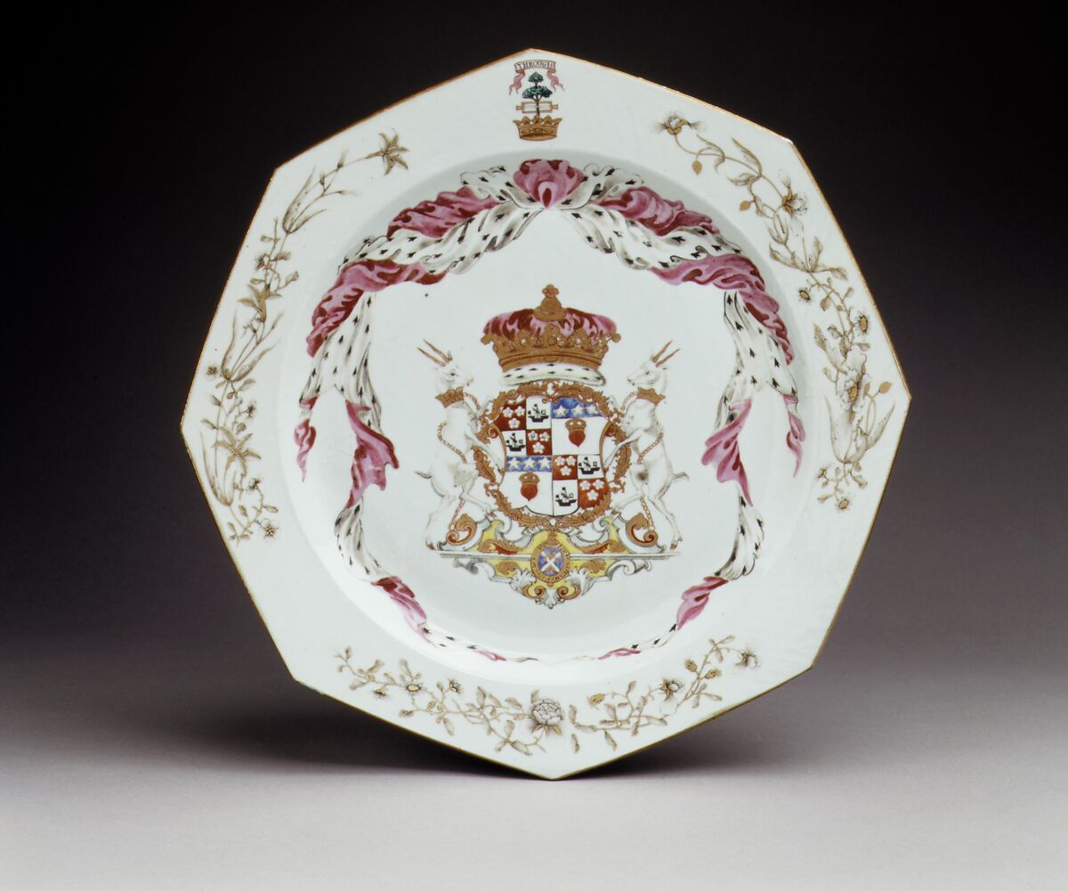 Dish (part of a service), Hard-paste porcelain, Chinese, for Scottish market