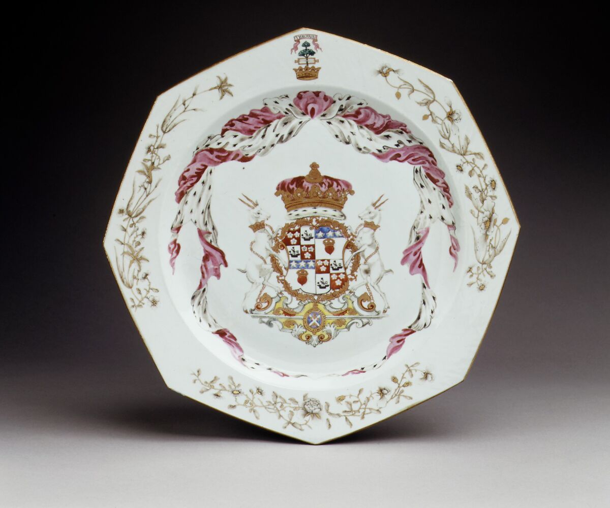 Dish (part of a service), Hard-paste porcelain, Chinese, for Scottish market 