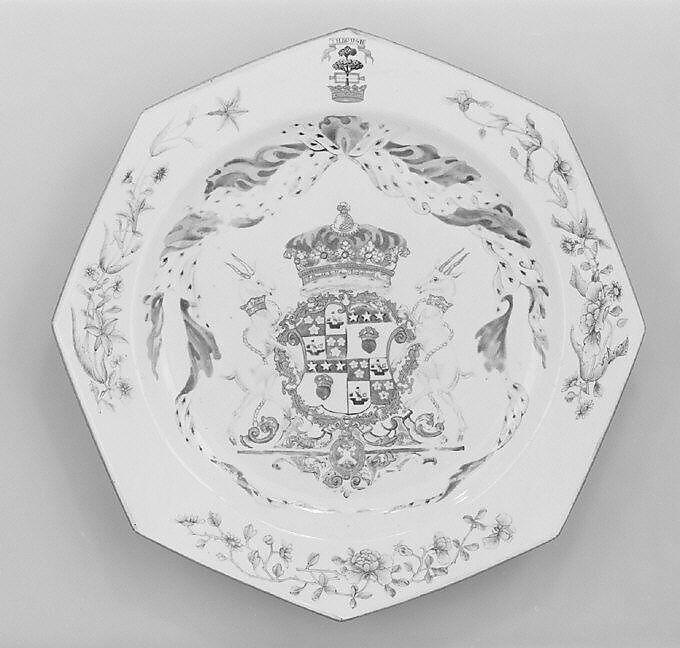 Dish (part of a service), Hard-paste porcelain, Chinese, for Scottish market 