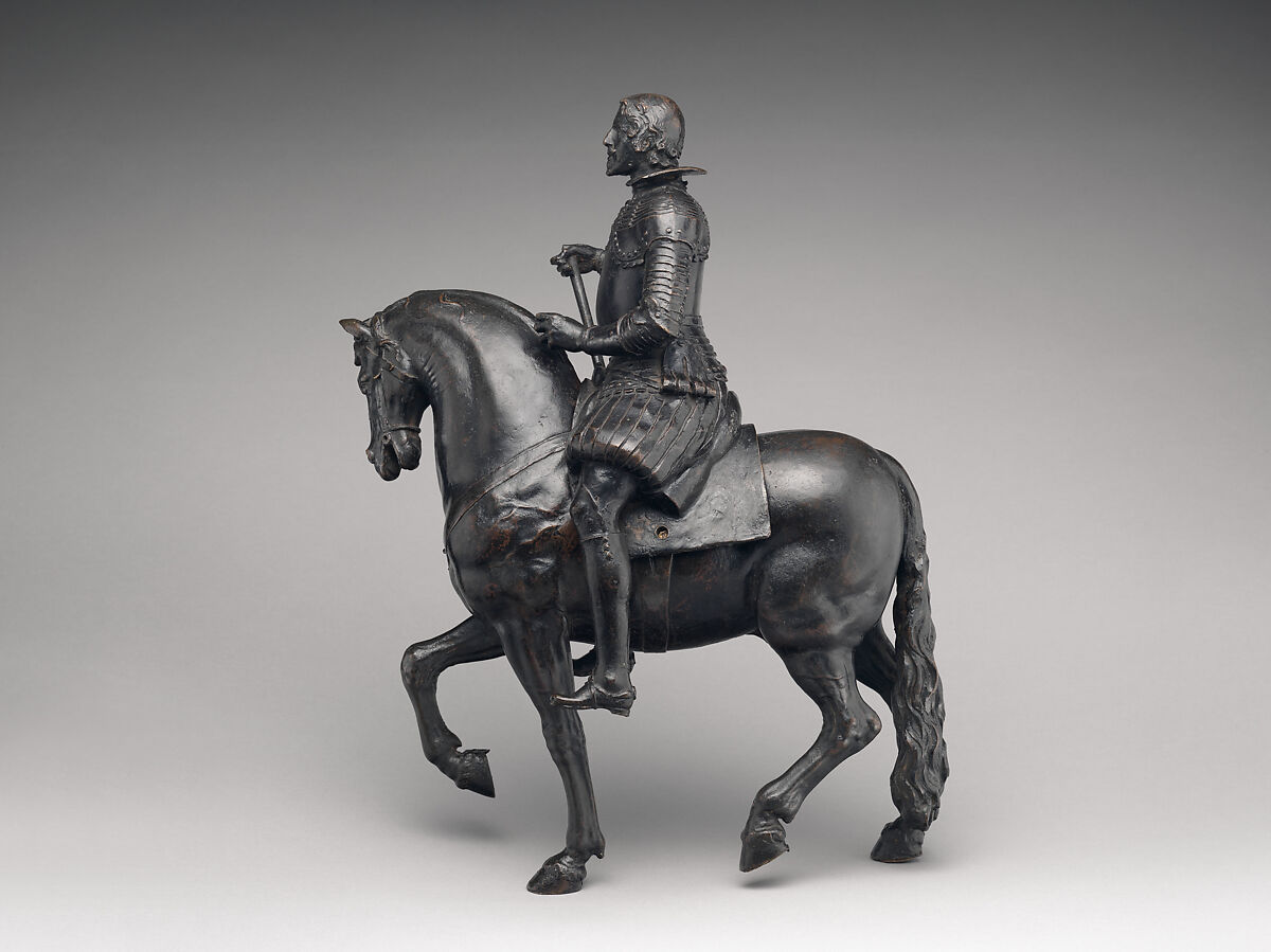 Equestrian statuette, possibly of Philip IV, King of Spain, Possibly after a model by Pietro Tacca (Italian, Carrara 1577–1640 Florence), Bronze, on later wood base, Possibly Italian