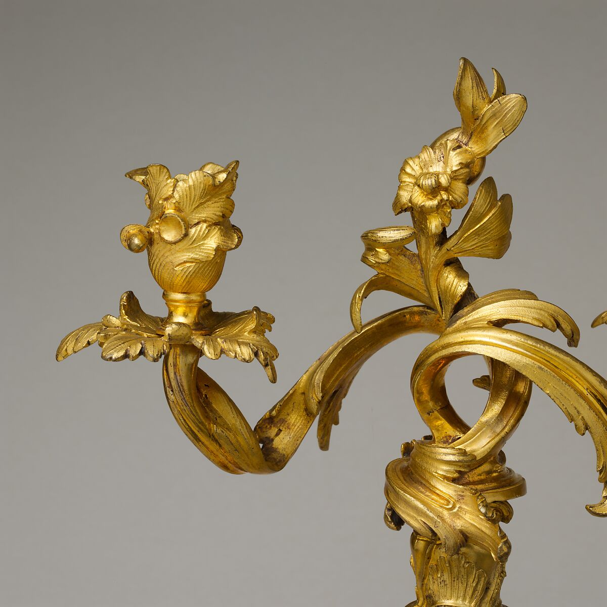 Pair of two-light candelabra, Gilt bronze, French