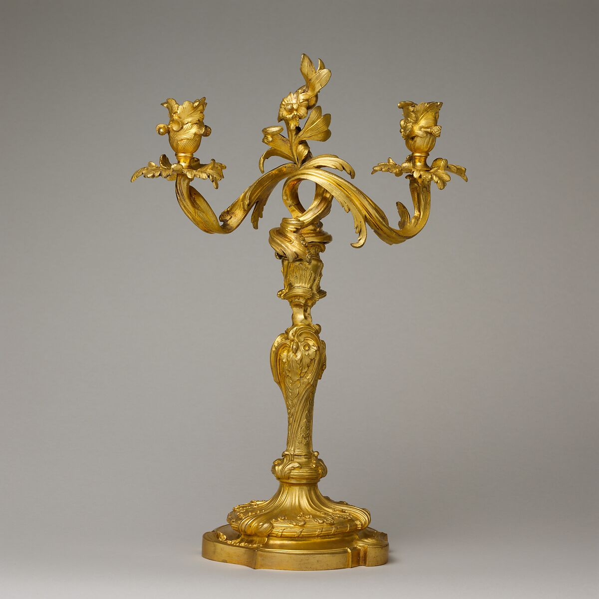 Pair of two-light candelabra, Gilt bronze, French 