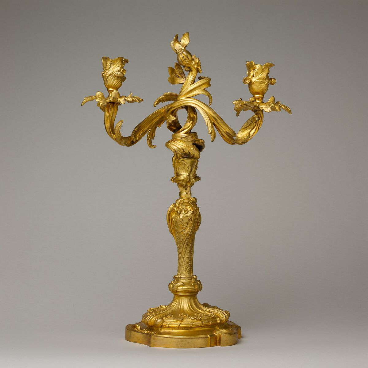 Pair of two-light candelabra, Gilt bronze, French