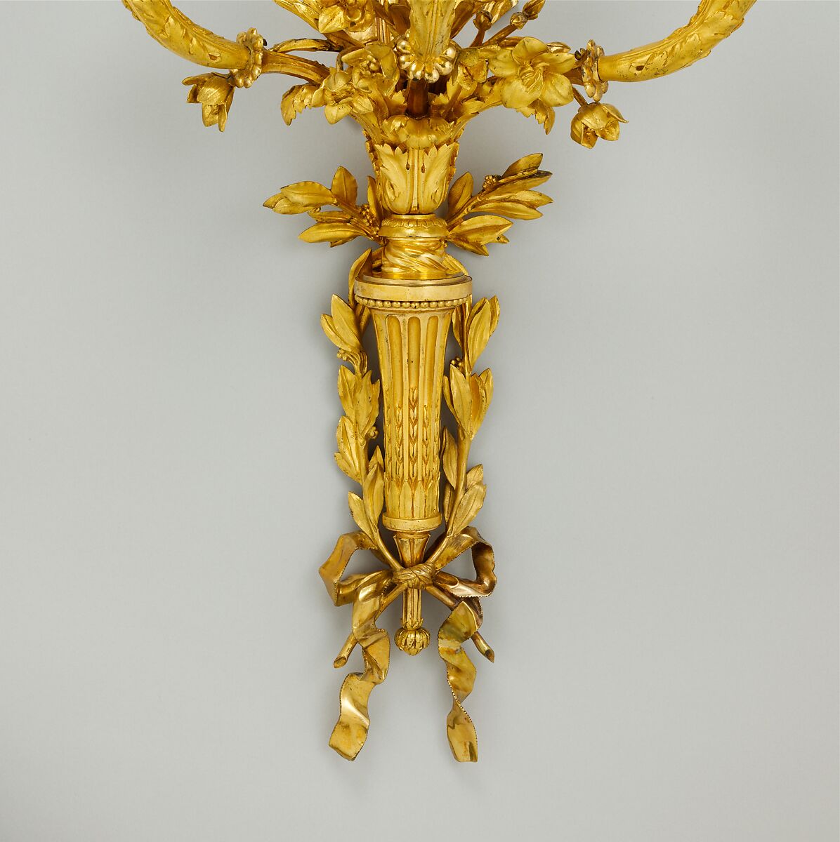 Set of four three-light wall brackets, Gilt bronze, French