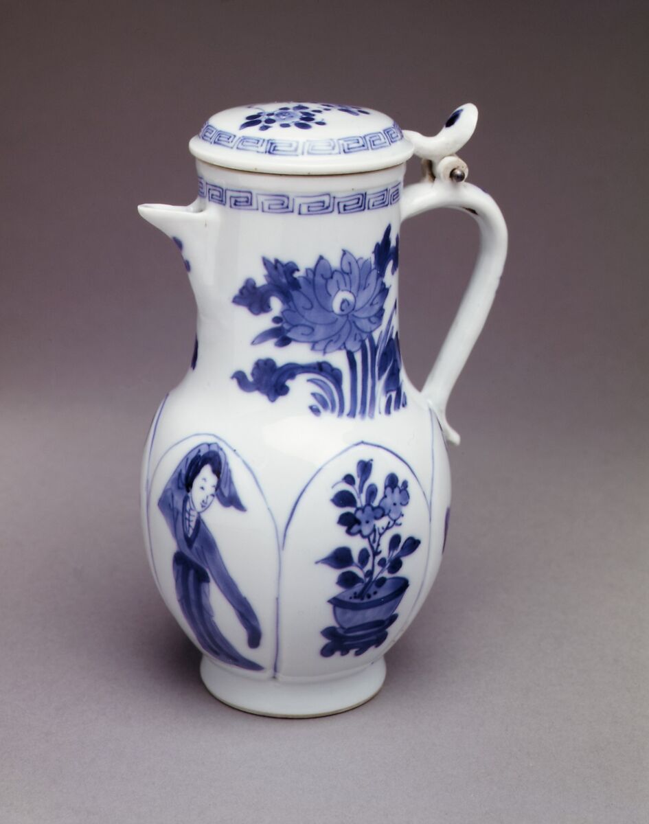 Ewer, Hard-paste porcelain, Chinese, for European, probably Dutch, market 