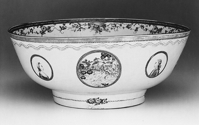 Punch bowl, Hard-paste porcelain, Chinese, probably for British market 