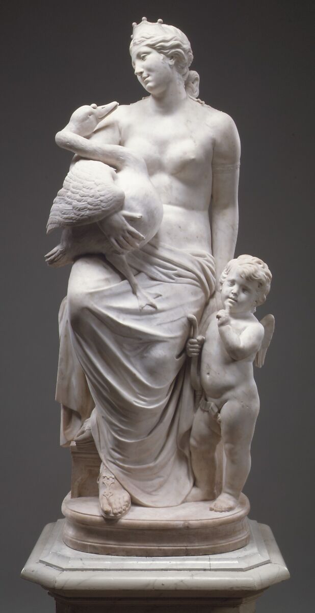 Leda and the Swan, Jacques Sarazin (French, Noyon 1592–1660 Paris), White marble, French, Paris 