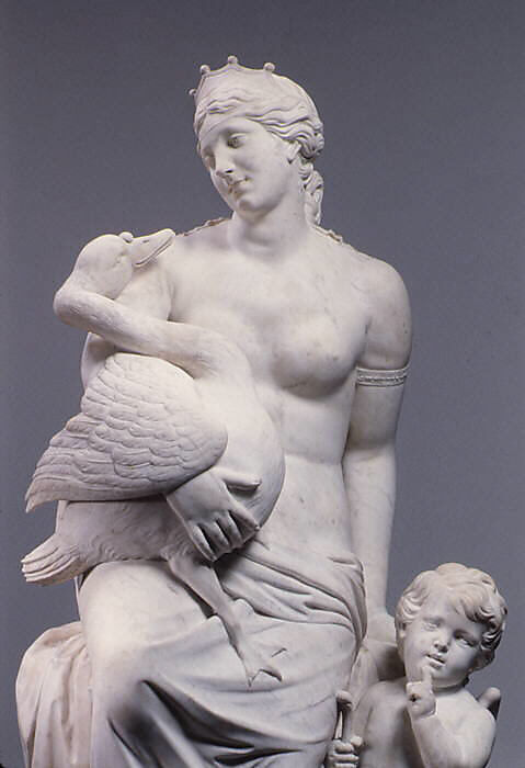 Leda and the Swan, Jacques Sarazin (French, Noyon 1592–1660 Paris), White marble, French, Paris