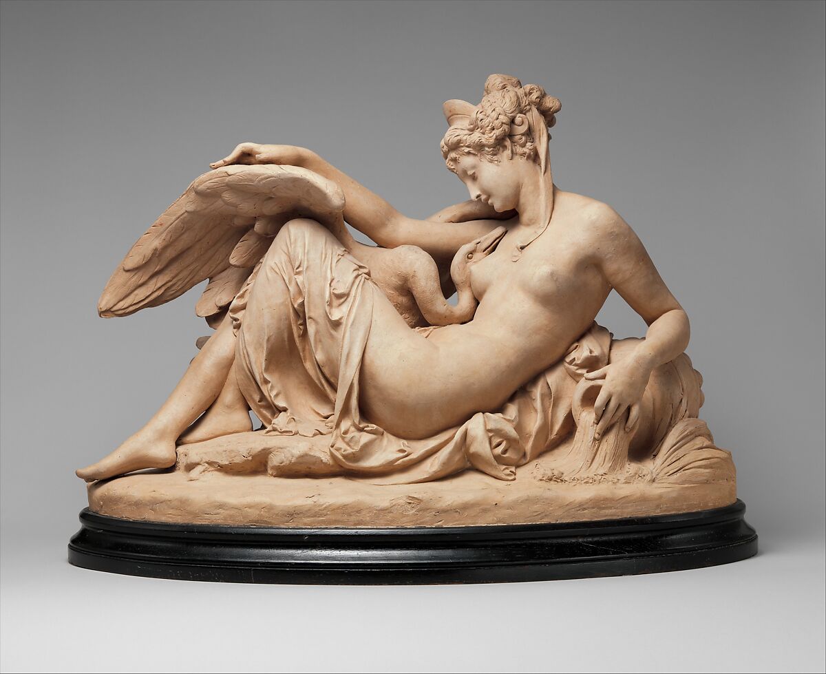 Leda and the Swan, Albert-Ernest Carrier-Belleuse (French, Anizy-le-Château 1824–1887 Sèvres), Cast terracotta, French, Paris 