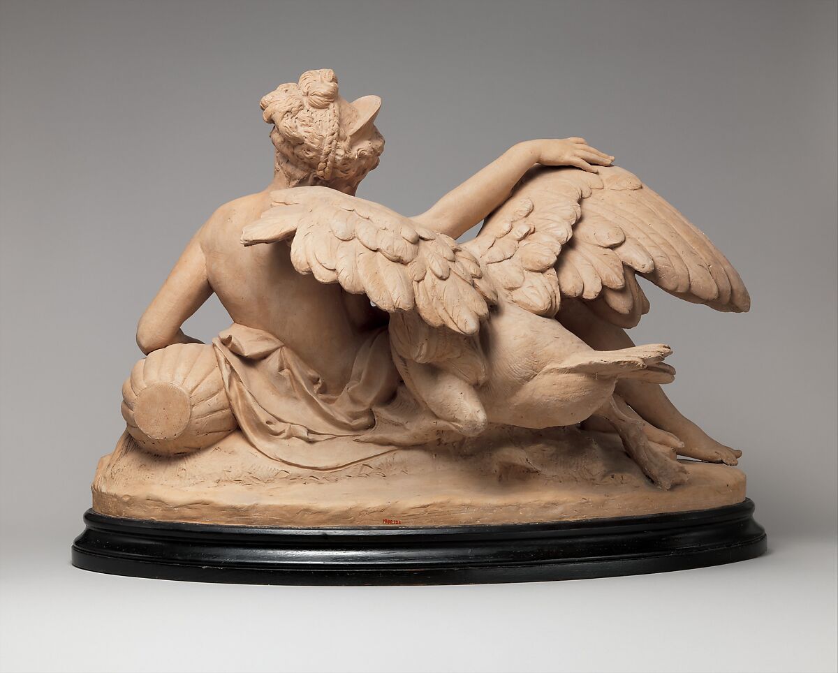 Leda and the Swan, Albert-Ernest Carrier-Belleuse (French, Anizy-le-Château 1824–1887 Sèvres), Cast terracotta, French, Paris