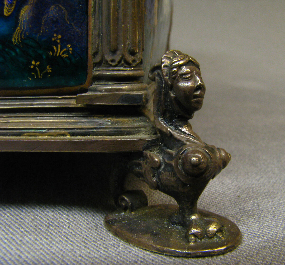 Casket with scenes of Genesis, Suzanne de Court (French, active 1575–1625), Painted enamel on copper, partly gilt; silver mounts, French, Limoges