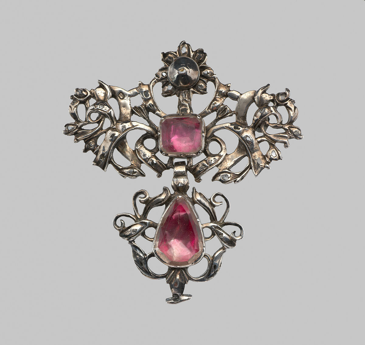 Brooch (part of a set), Silver, jewels, Continental 