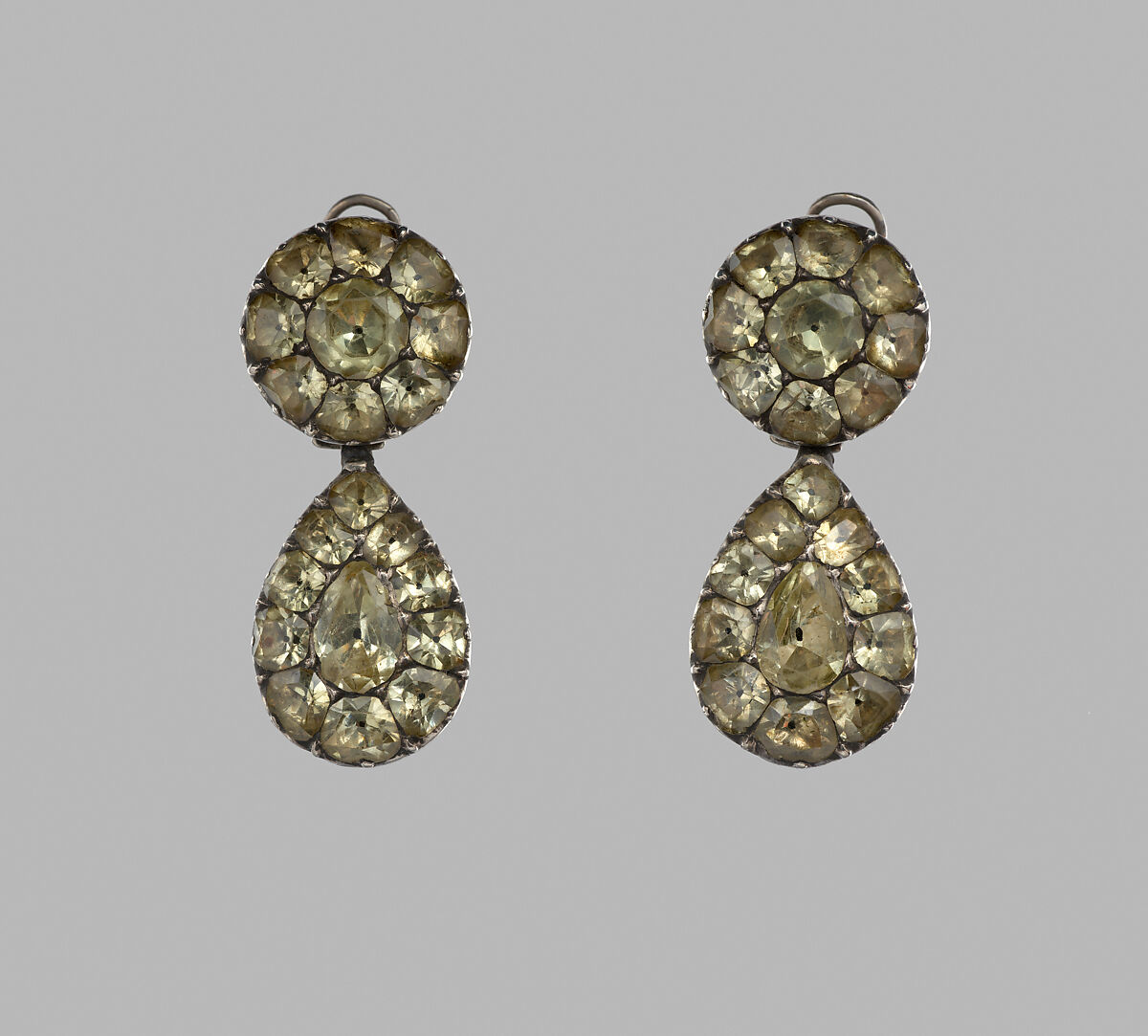 Pair of earrings, Silver, paste diamonds, possibly Portuguese 