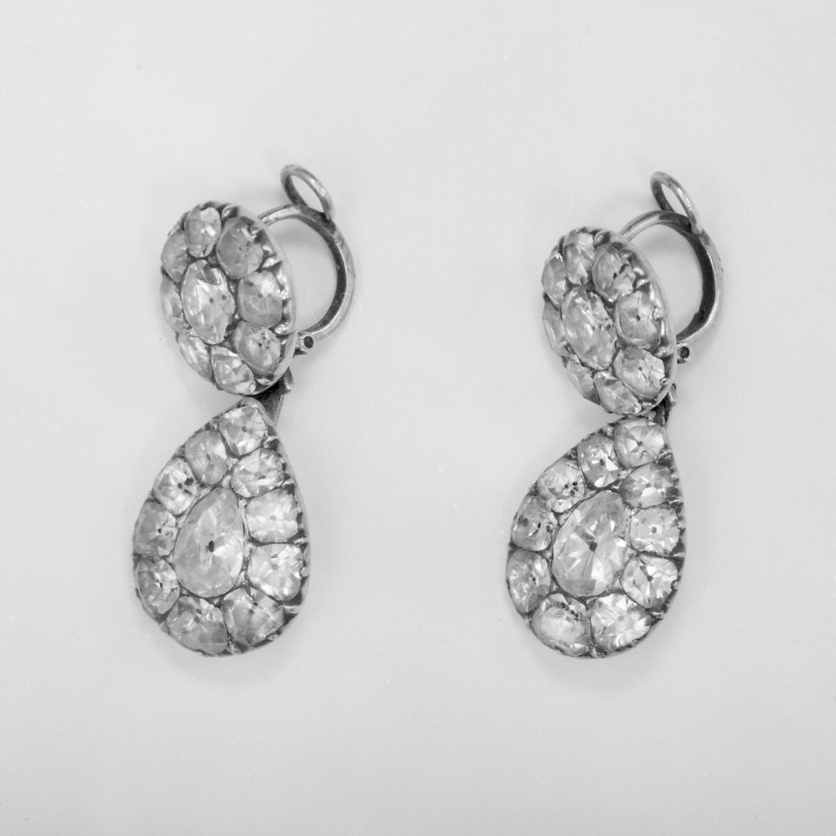 Pair of earrings, Silver, paste diamonds, possibly Portuguese 