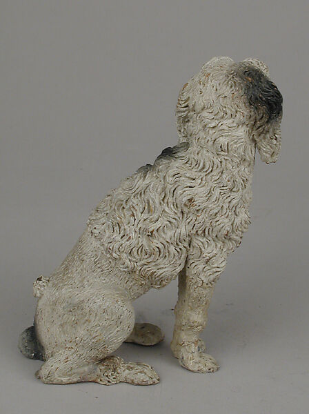 Seated poodle, Polychromed terracotta body with glass eyes, Italian, Naples