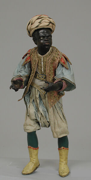 Man, Polychromed terracotta head and wooden limbs; body of wire wrapped in tow; glass eyes; silk and cotton garments; gilt metal and pearls, Italian, Naples 