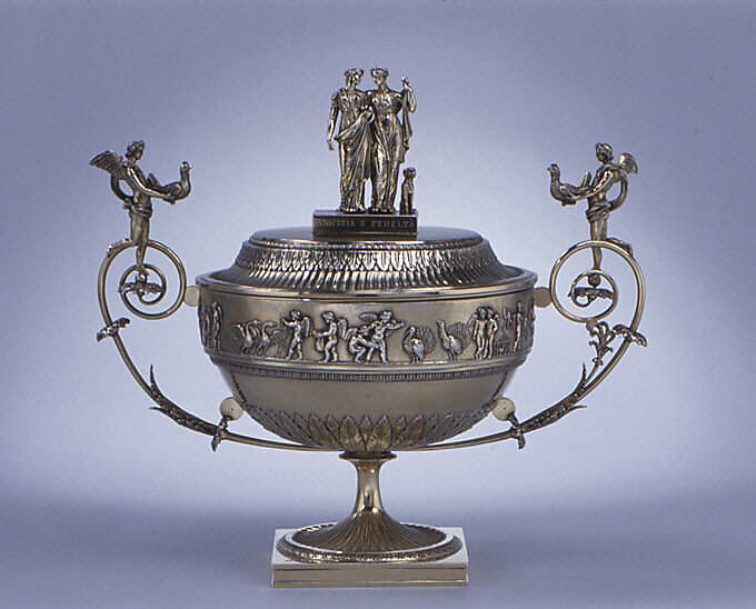 Sugar bowl with cover, Giovacchino Belli (Italian, 1756–1822, master 1787), Silver gilt, Italian, Rome 