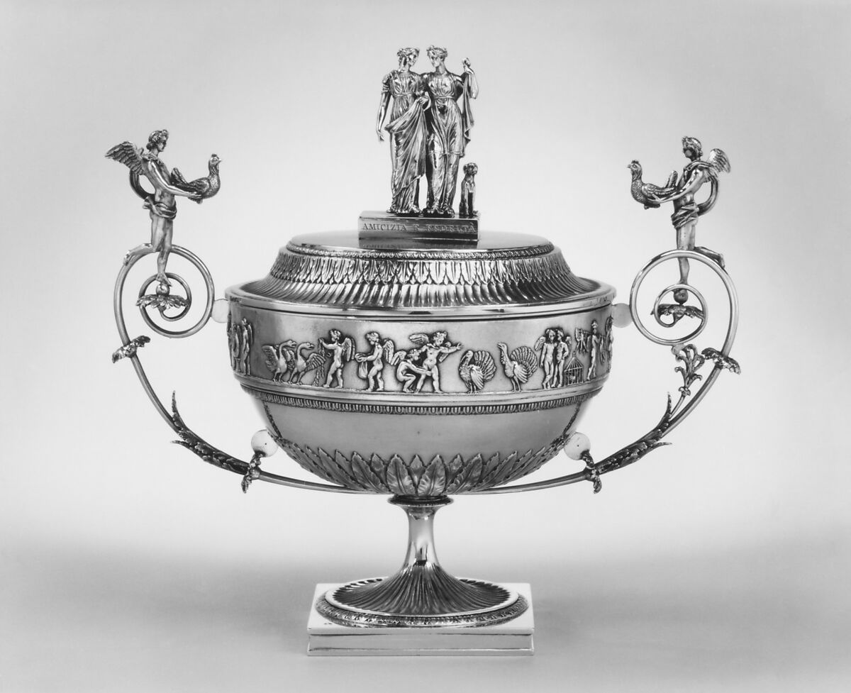Sugar bowl with cover, Giovacchino Belli (Italian, 1756–1822, master 1787), Silver gilt, Italian, Rome