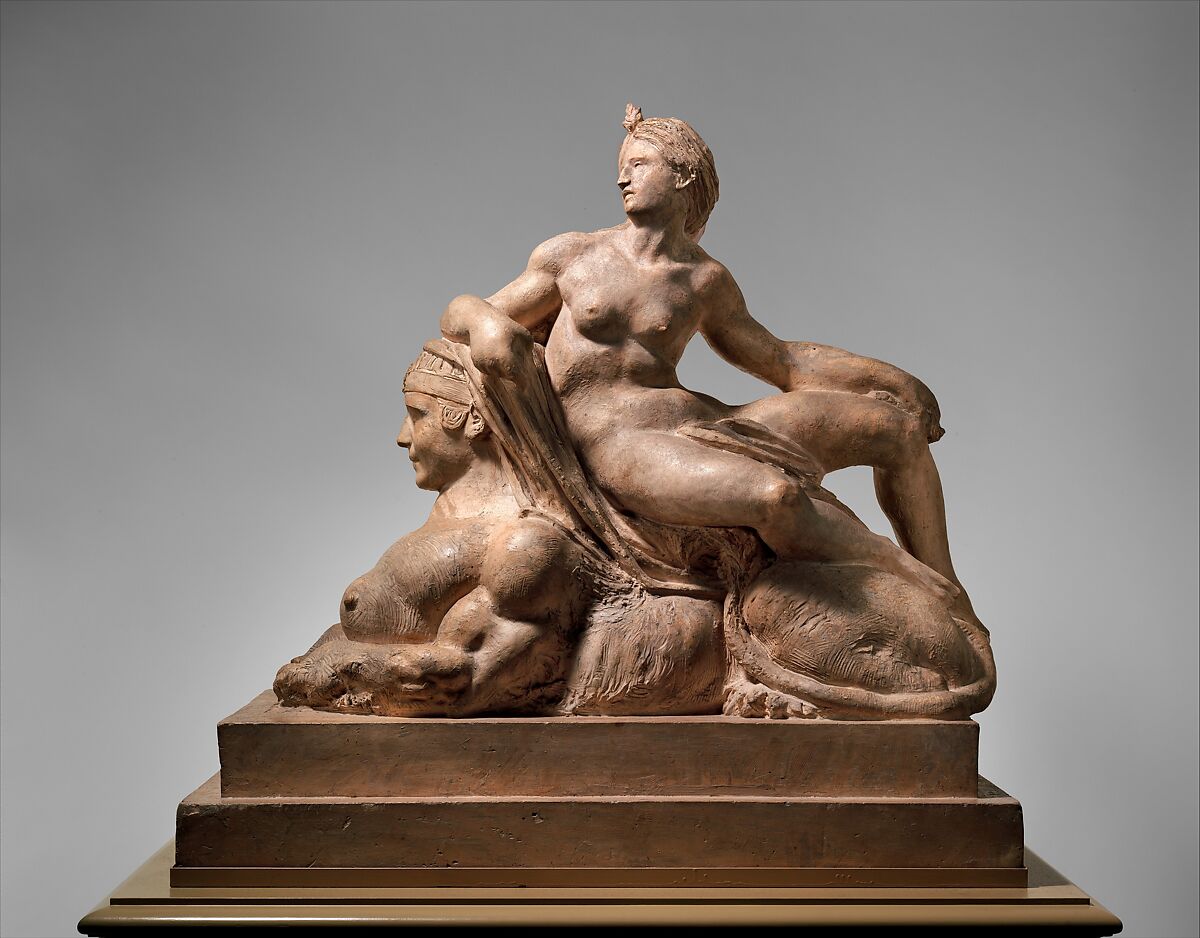 Venus and the Sphinx, Auguste Préault (French, Paris 1809–1879 Paris), Tinted plaster, French, Paris 