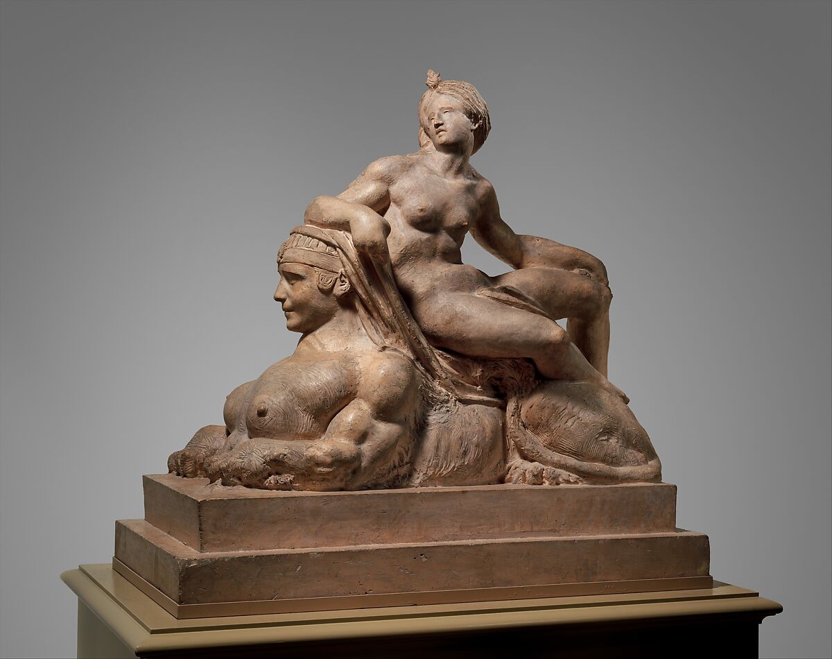 Venus and the Sphinx, Auguste Préault (French, Paris 1809–1879 Paris), Tinted plaster, French, Paris