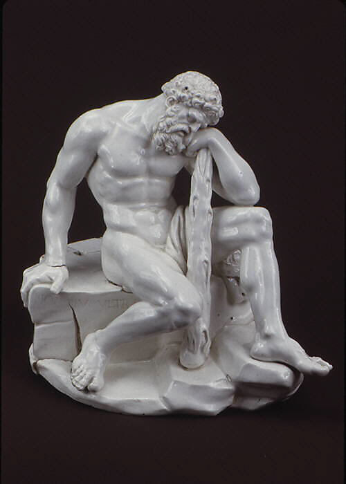 Hercules Resting from His Labors, Attributed to Royal Porcelain Manufactory, Naples (Italian, 1759–1819), Hard-paste porcelain, Italian, Naples 