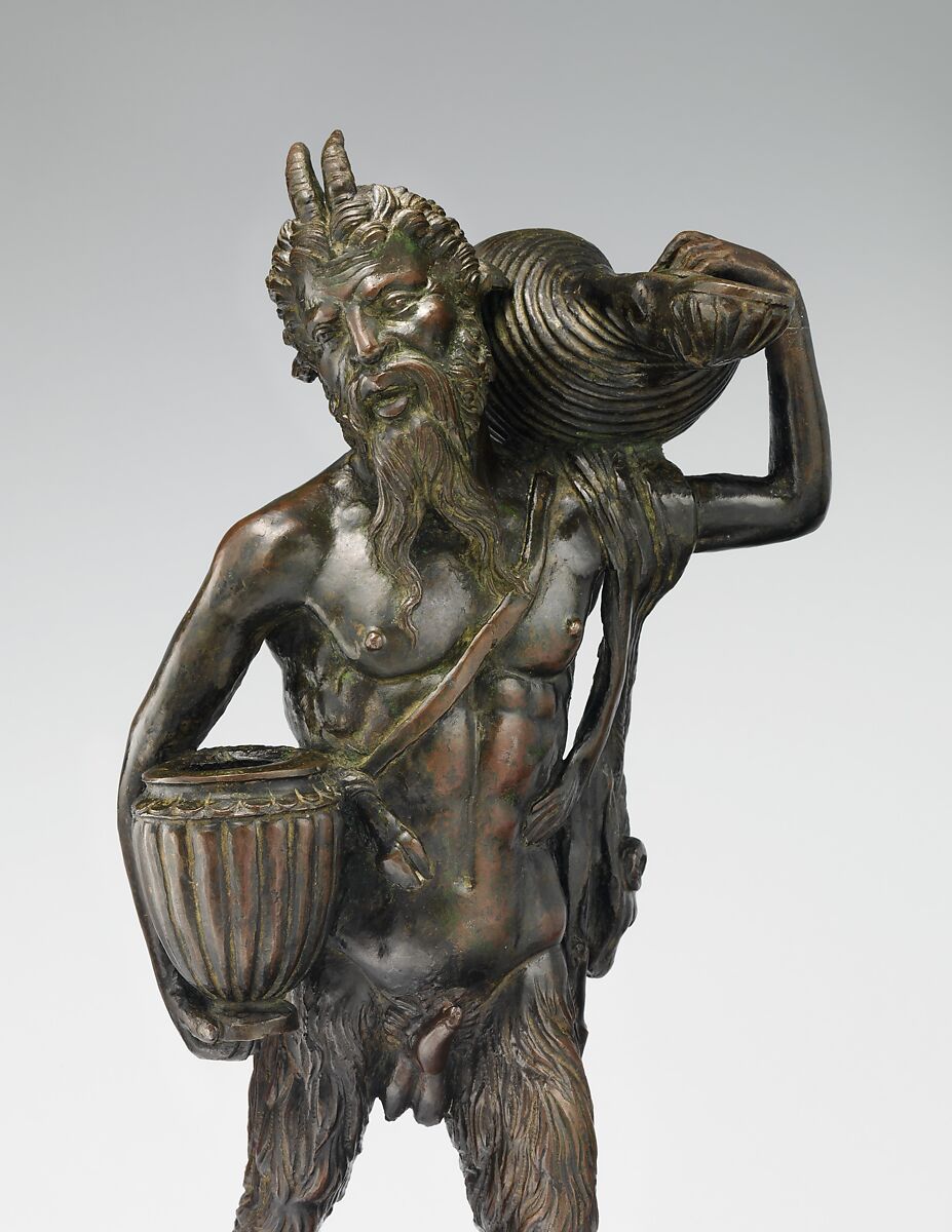 Striding Pan, Andrea Briosco, called Riccio (Italian, Trent 1470–1532 Padua), Bronze, Italian, Padua