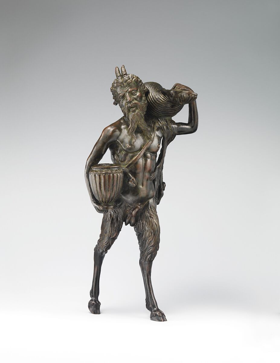 Striding Pan, Andrea Briosco, called Riccio (Italian, Trent 1470–1532 Padua), Bronze, Italian, Padua 