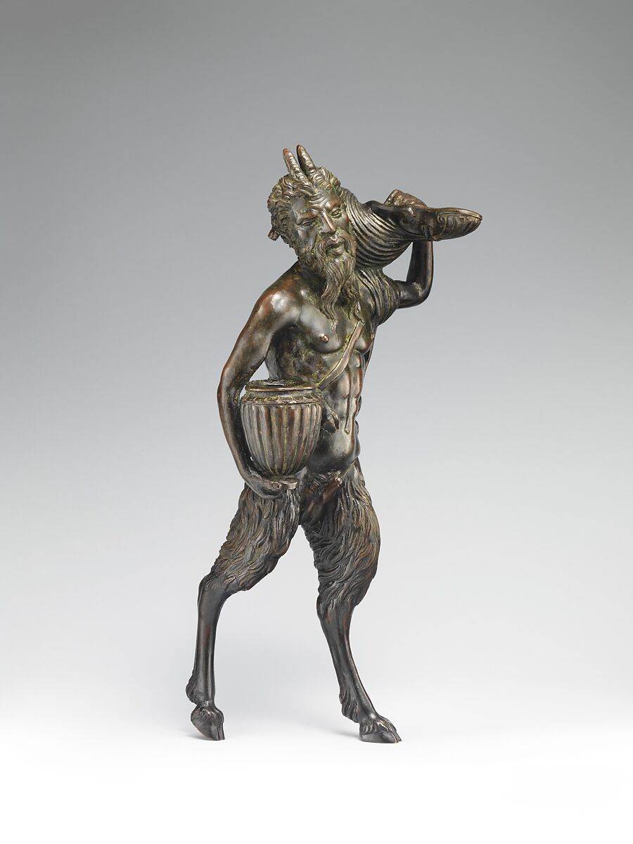 Striding Pan, Andrea Briosco, called Riccio (Italian, Trent 1470–1532 Padua), Bronze, Italian, Padua
