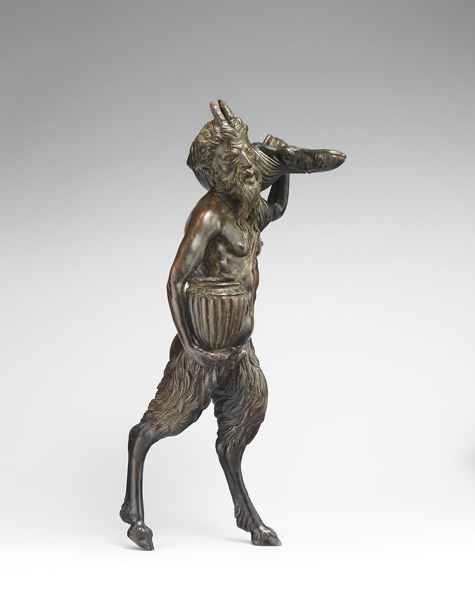 Striding Pan, Andrea Briosco, called Riccio (Italian, Trent 1470–1532 Padua), Bronze, Italian, Padua