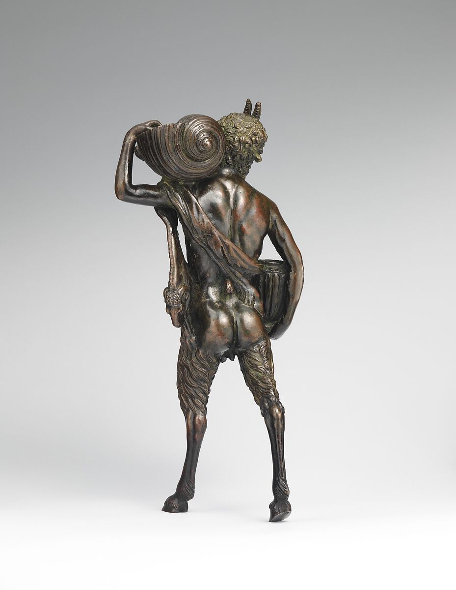Striding Pan, Andrea Briosco, called Riccio (Italian, Trent 1470–1532 Padua), Bronze, Italian, Padua