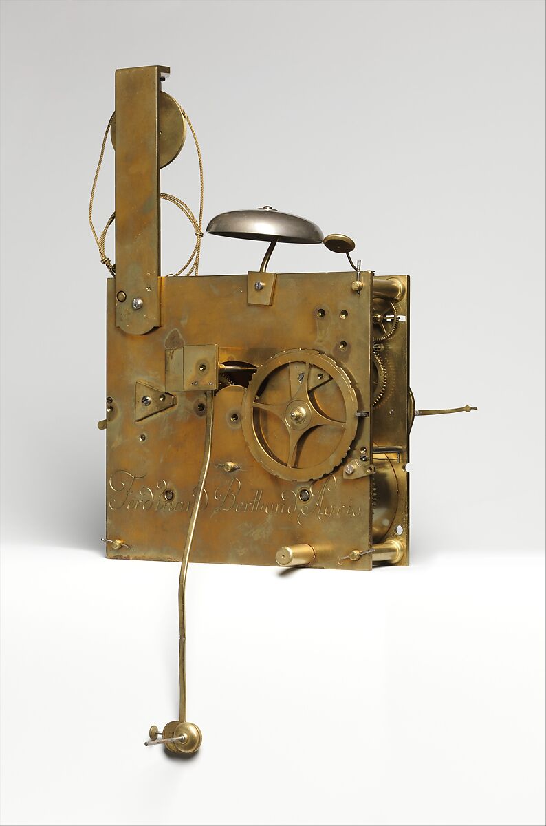 Longcase astronomical regulator, Clockmaker: Ferdinand Berthoud (French, 1727–1807), Case: oak veneered with ebony and brass, with gilt-bronze mounts; Dial: white enamel; Movement: gilded brass and steel, French, Paris