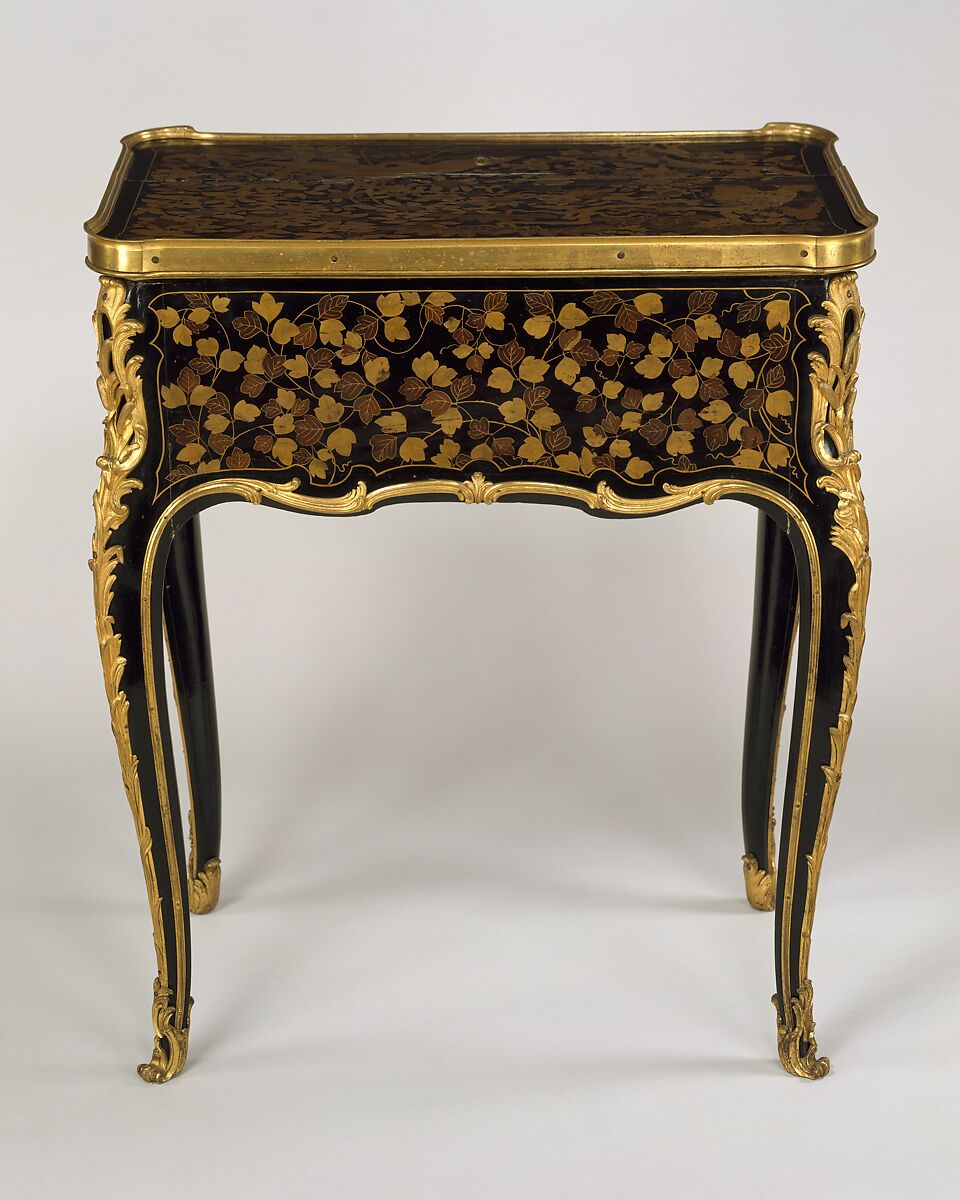 Mechanical table à la Bourgogne, René Dubois (1737–1799, master 1755), Oak, veneered with Japanese Nambam lacquer; rosewood, gilt-bronze mounts, French