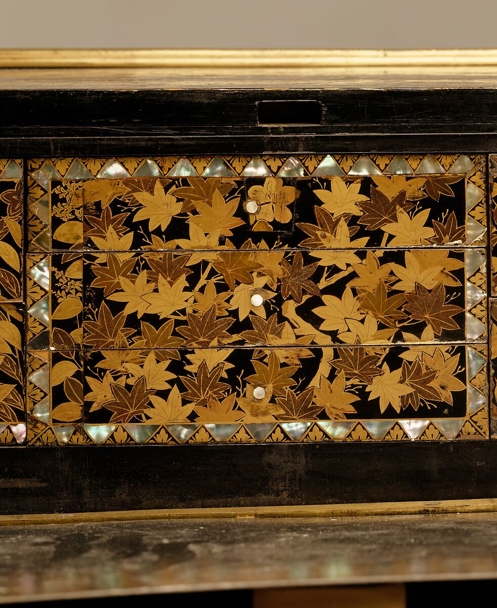 Mechanical table à la Bourgogne, René Dubois (1737–1799, master 1755), Oak, veneered with Japanese Nambam lacquer; rosewood, gilt-bronze mounts, French