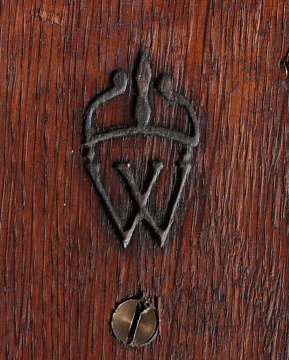 Commode à vantaux, David Roentgen (German, Herrnhaag 1743–1807 Wiesbaden, master 1780), Oak, pine, walnut, mahogany, and cherry veneered with hornbeam (partially stained), tulipwood, walnut, holly and maple (both partially stained), boxwood, mahogany, and other woods; red brocatelle marble; gilt bronze; iron, steel, and brass, German, Neuwied am Rhein