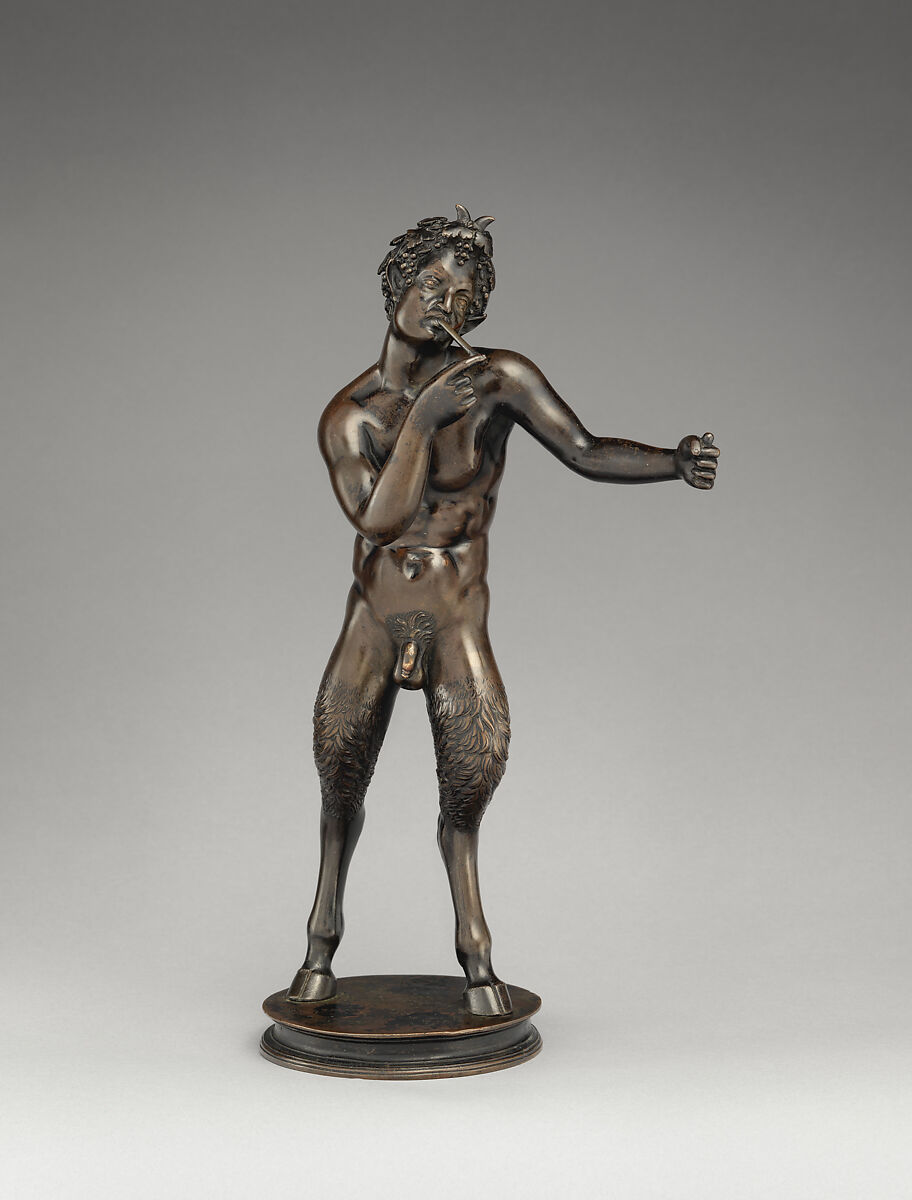 Satyr, Antico (Pier Jacopo Alari Bonacolsi) (Italian, Mantua ca. 1460–1528 Gazzuolo), Bronze, with remains of dark brown lacquer, Italian, Mantua