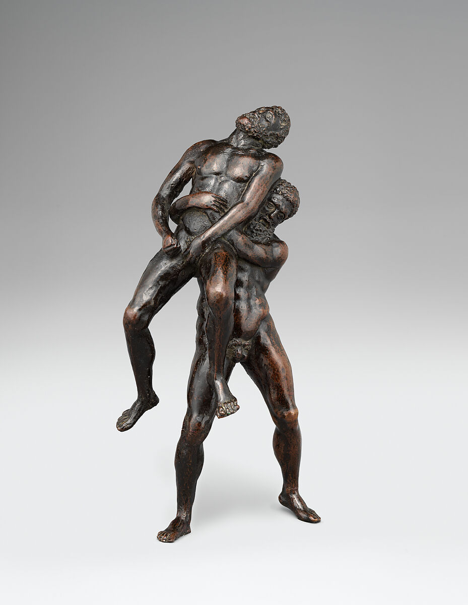 Hercules and Antaeus, Bronze, with red-brown natural patina, and remains of dark brown lacquer., possibly Italian 