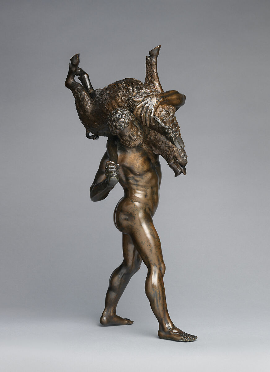 Hercules and the Erymanthian boar, Giambologna  Netherlandish, Bronze, with red-brown lacquer patina, Italian, probably Florence