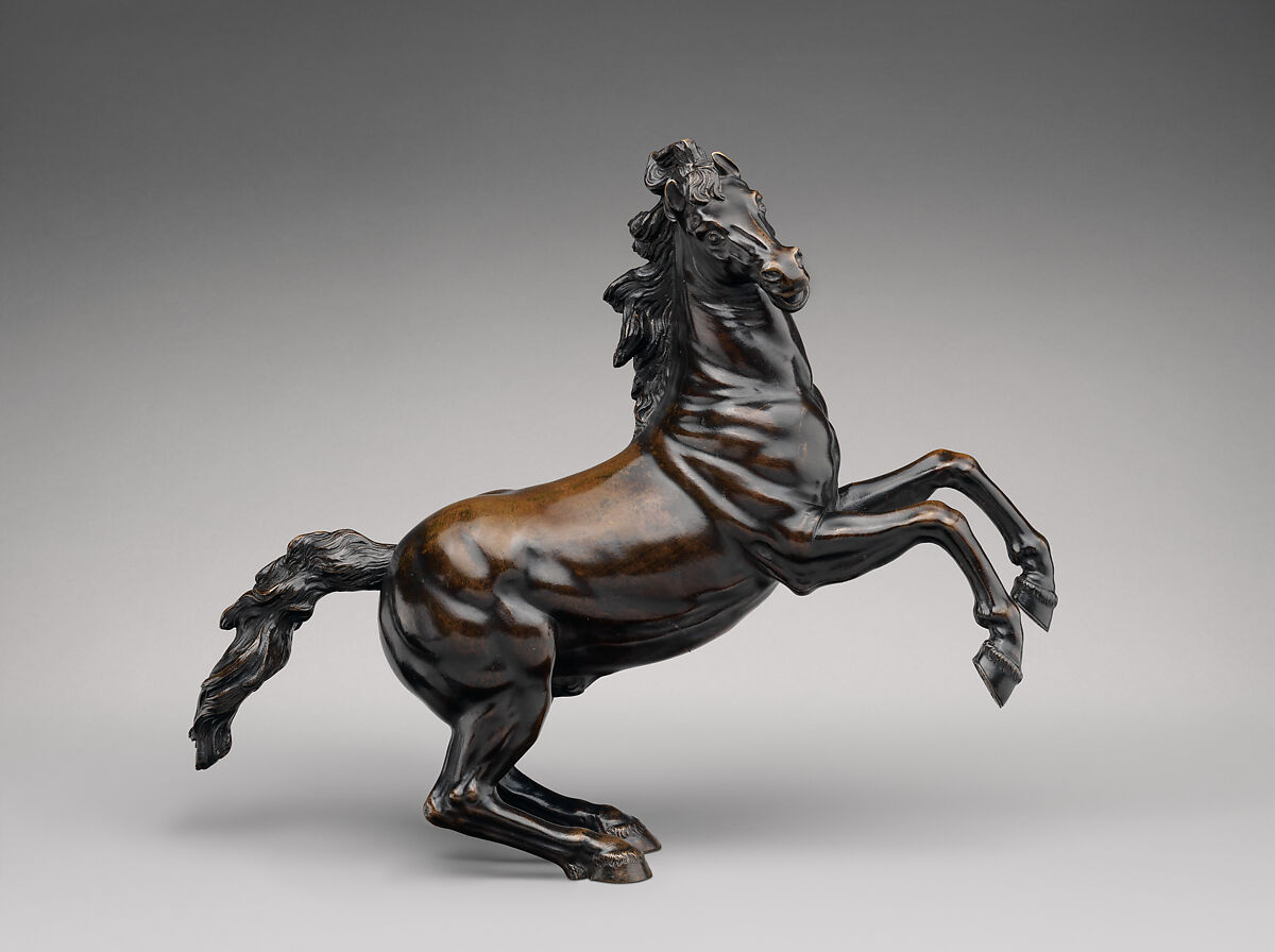 Rearing Horse, Bronze, with pale brown natural patina, remains of dark brown lacquer, Italian or French 